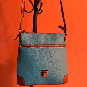 Dooney & Bourke pebble grain shoulder bag, color:aqua, size 10" x 10" x 4"